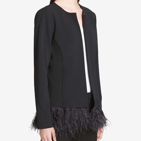 Philosophy Jackets & Blazers - Philosophy Ostrich Feather Trim Blazer Jacket